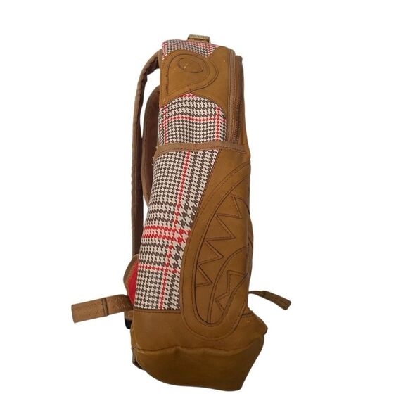 Sprayground Turbo 500 DLXV plaid limited edition backpack tan vegan leather - Picture 12 of 16